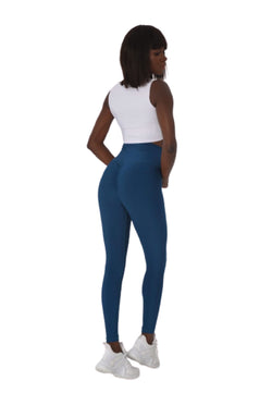 740 Leggings à bout de Scrunch en bleu de Petrulium