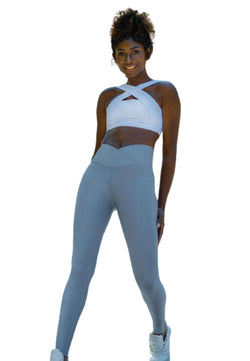 1097 Leggings Ve Waist en bleu d'eau