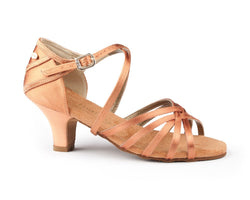 PD301 Basic Dance Shoes in Dark Tan Satin