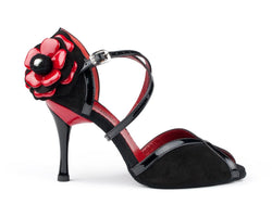 PD501 Tango dance shoes in Black Nobuck/Patent