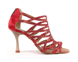 PD803 Dance Shoes in Red Glitter